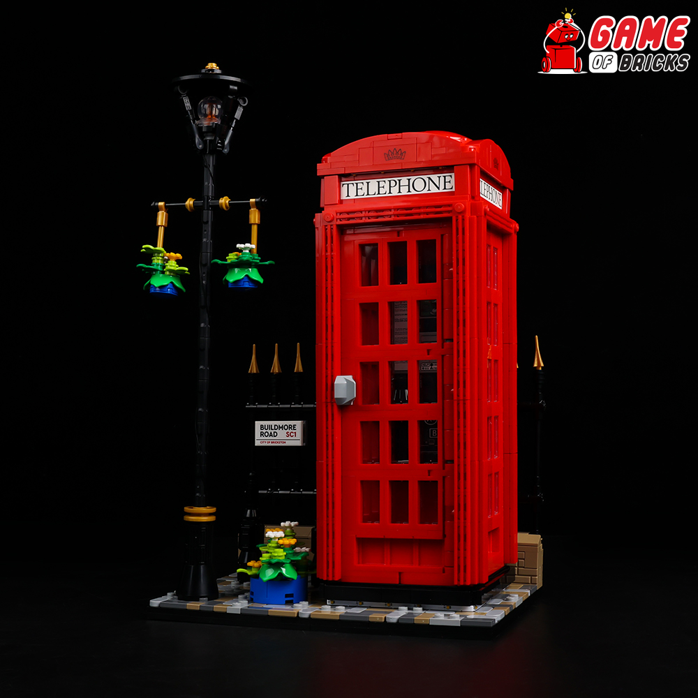 Red London Telephone Box LEGO lights