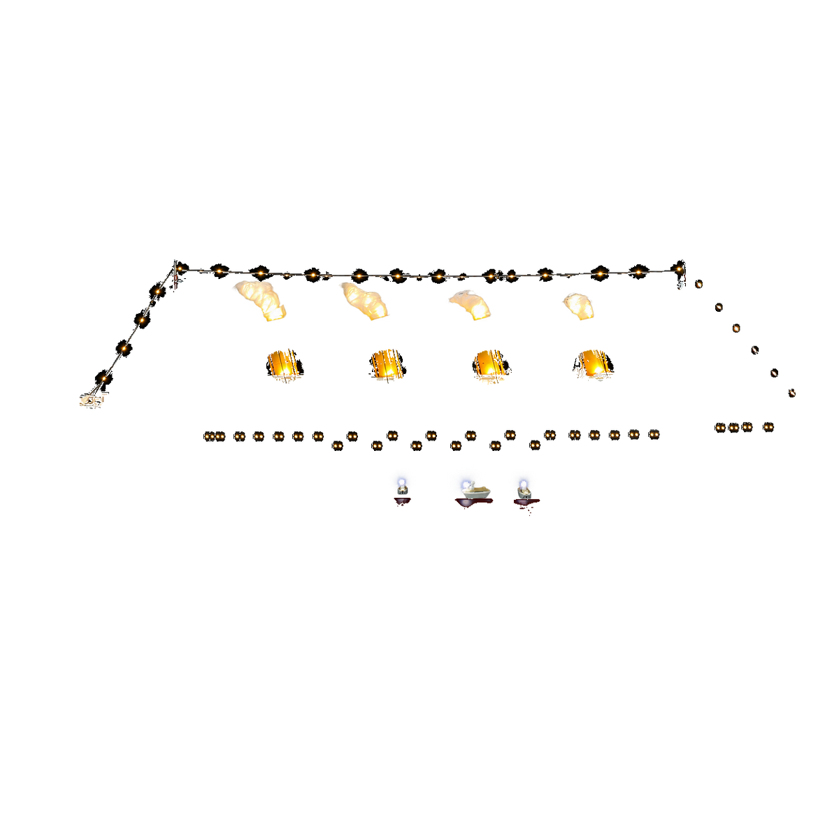 Side profile of LEGO® Titanic 10294 with Enhanced rigging, window and funnel lighting.