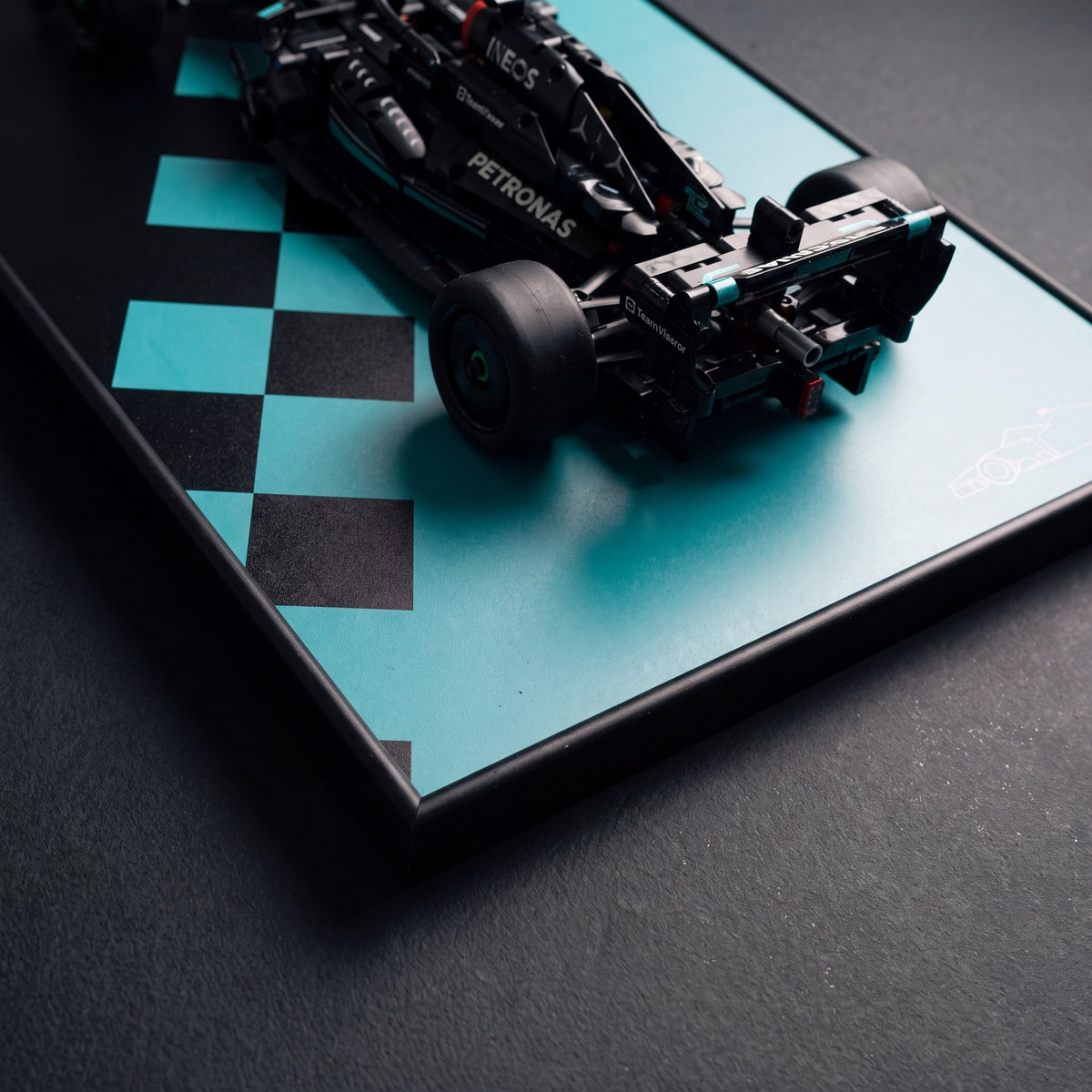 LEGO® Technic F1 car on a Game of Bricks display wall mount