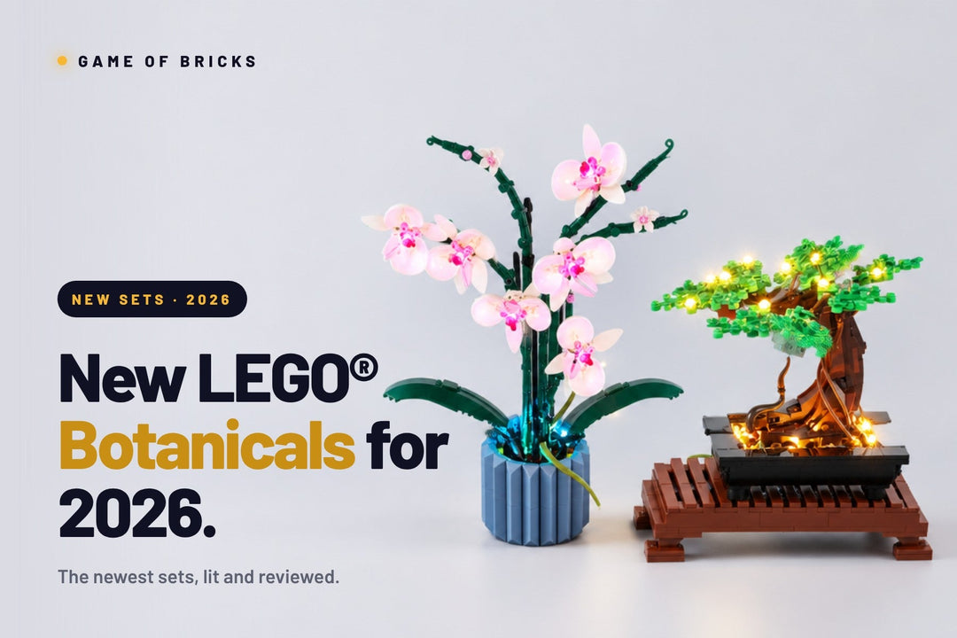 New LEGO® Botanicals for 2026: Orchid and Bonsai Tree lit with Game of Bricks light kits