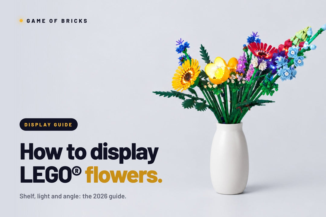 How to display LEGO® flowers: Wildflower Bouquet lit with a Game of Bricks light kit