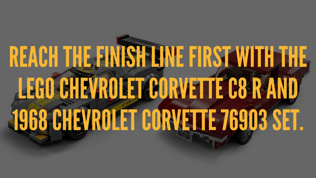 Reach the finish line first with the LEGO® Chevrolet Corvette C8 R and 1968 Chevrolet Corvette 76903 Set.