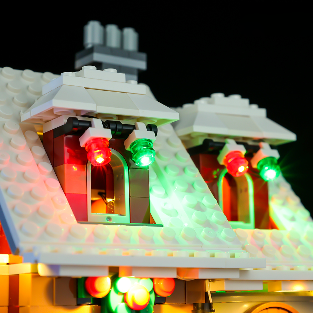 Light Kit for LEGO® Winter Village Bakery 10216 - close-up of coloured roof lights