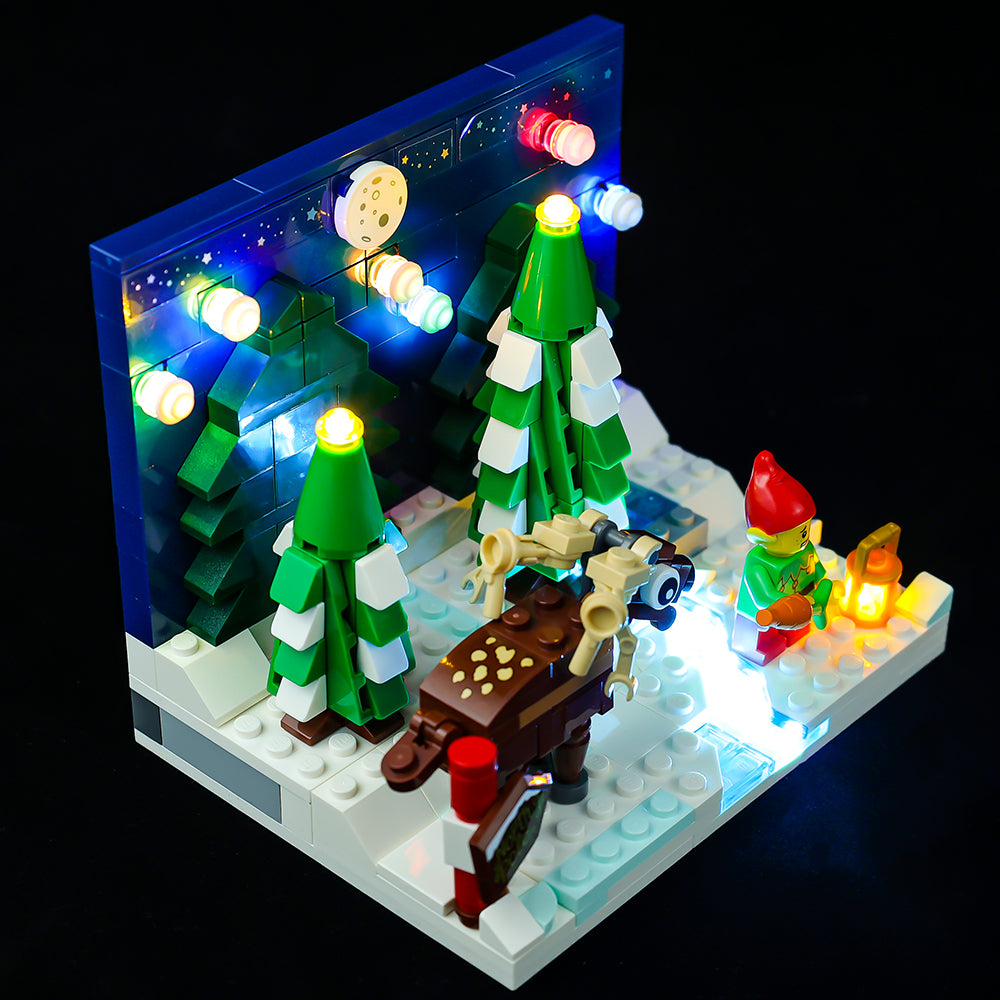 LEGO® Santa’s Front Yard 40484 light kit, illuminated gallery view 2