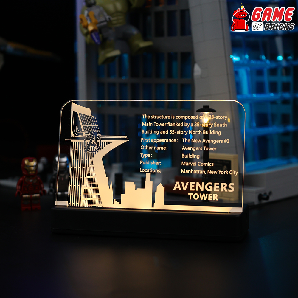 LED Nameplate for LEGO Avengers Tower 76269
