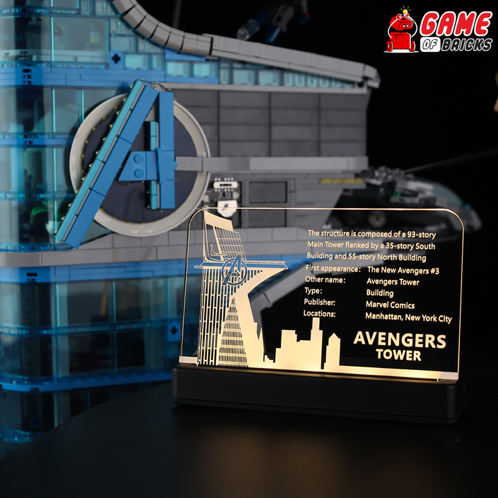 LED Nameplate for LEGO Avengers Tower 76269