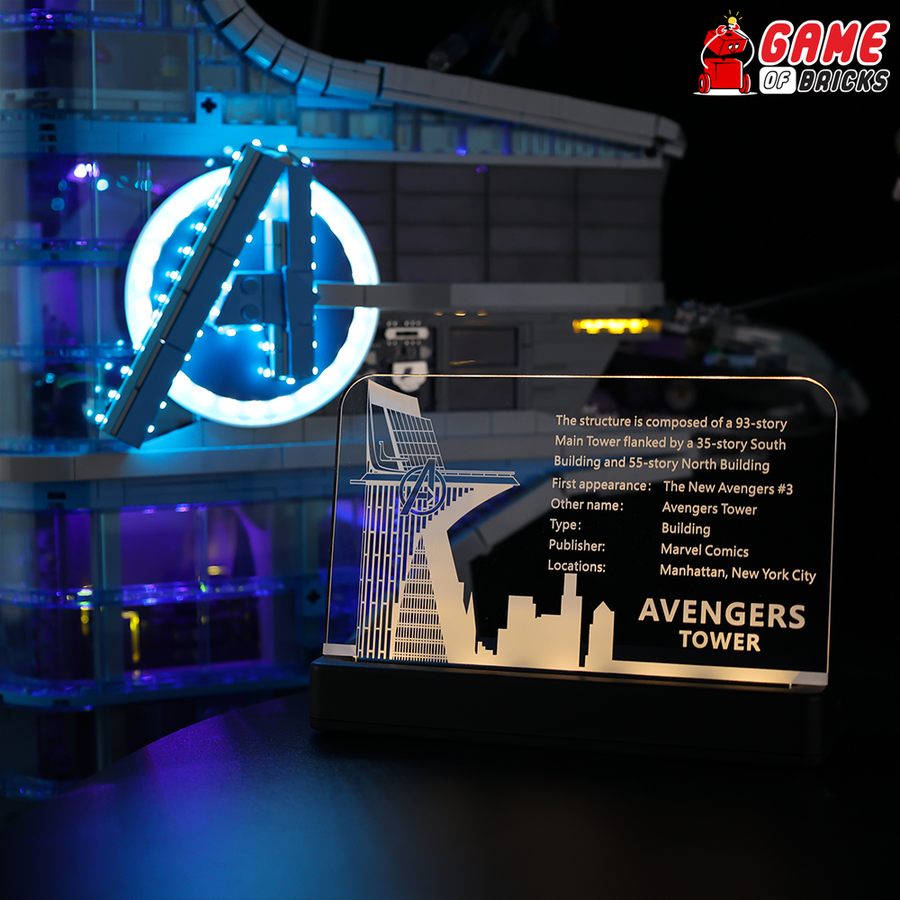 LED nameplate for LEGO Avengers Tower
