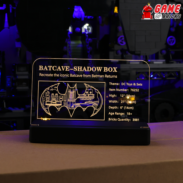 LED Nameplate for LEGO Batcave – Shadow Box 76252