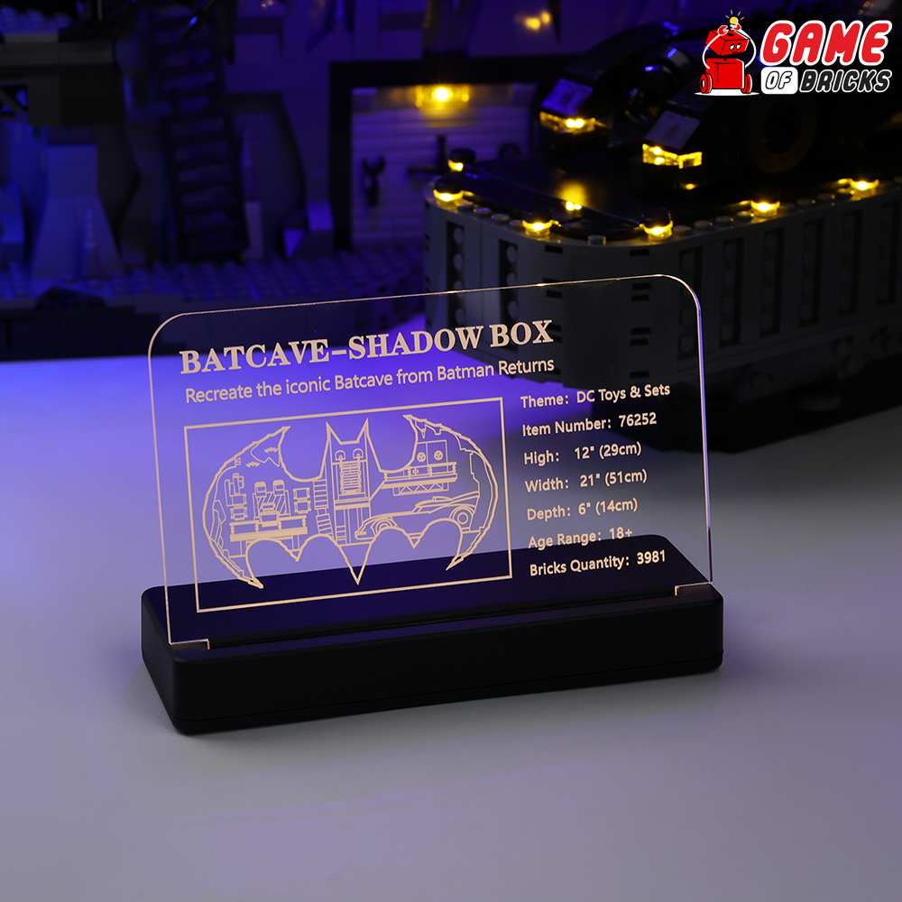LED Nameplate for LEGO Batcave – Shadow Box 76252
