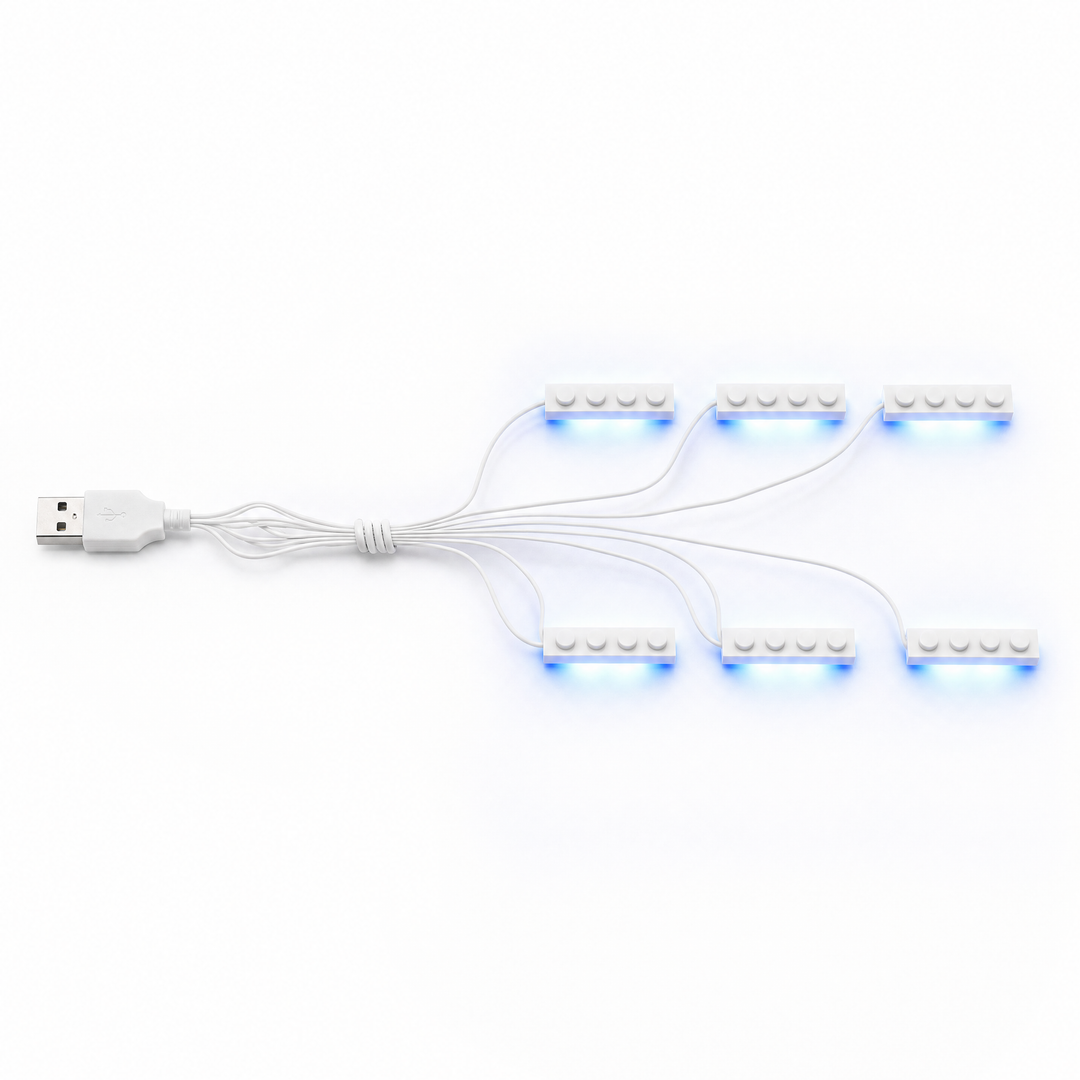 Blue 6 in 1 USB LED light kit for LEGO