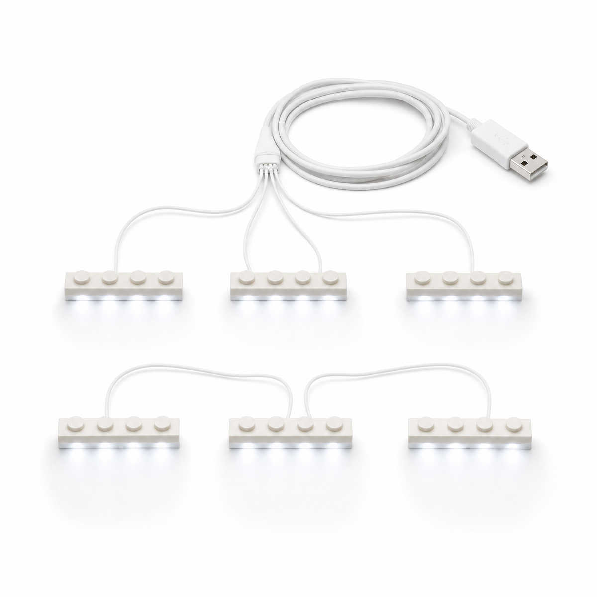 White 6 in 1 USB LED light kit for LEGO