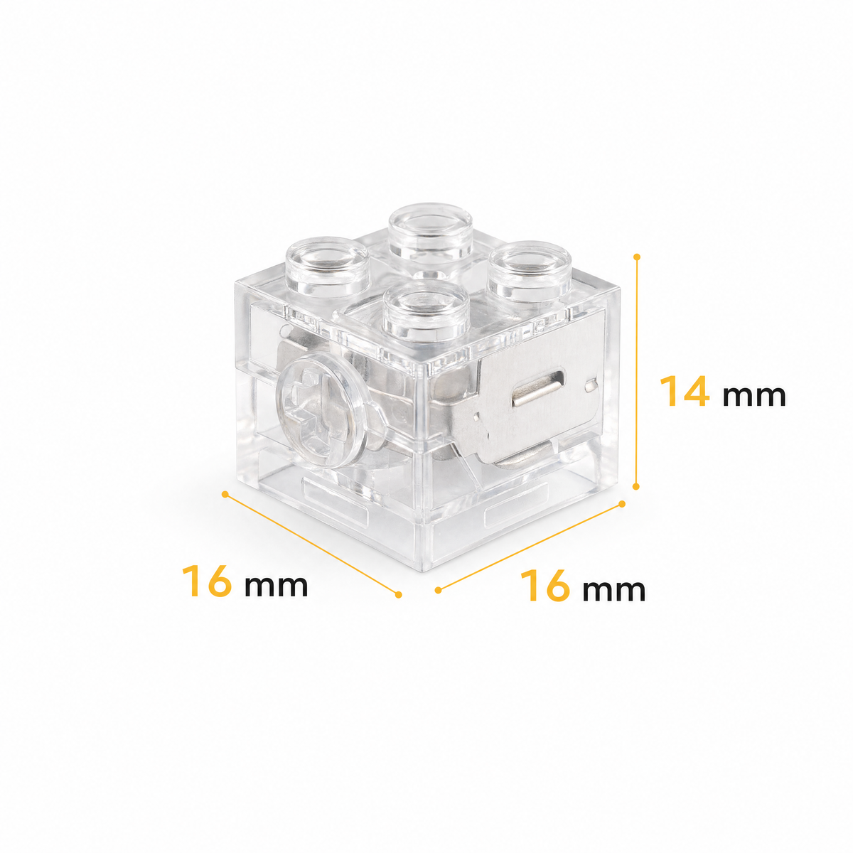 LED Light Bricks size infographic 16mm