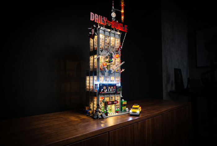 LEGO® Marvel set lit with a Game of Bricks LED light kit
