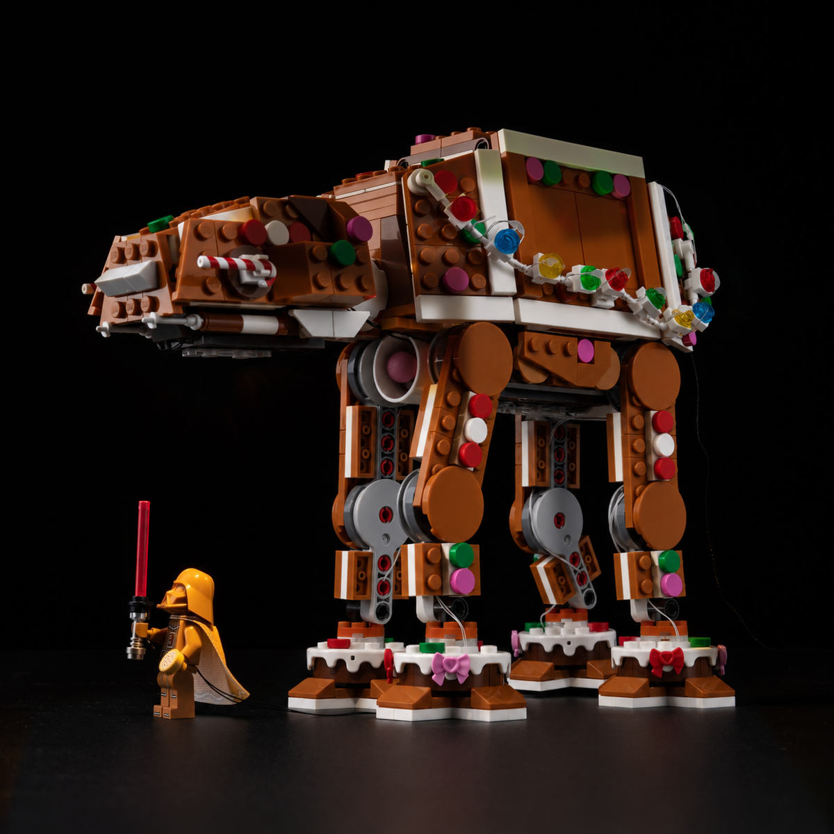 LEGO® Gingerbread AT-AT Walker 40806 with Game of Bricks Lights switched off, matching the main product photograph.