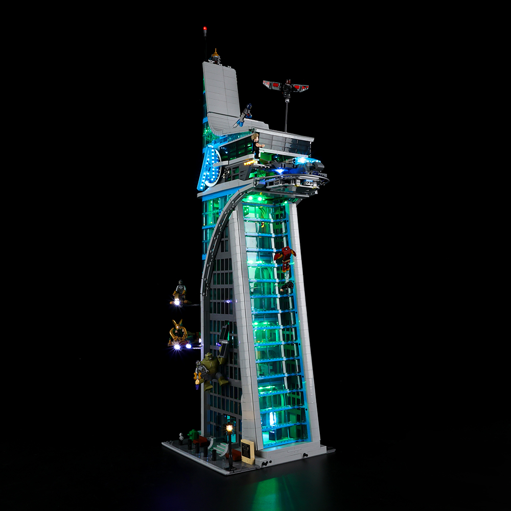 Light Kit for LEGO® Avengers Tower 76269 - tower facade illuminated in green