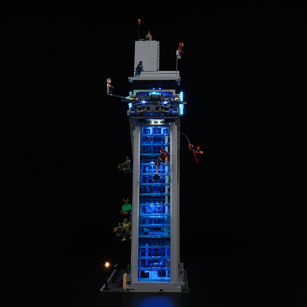 Light Kit for LEGO® Avengers Tower 76269 - rear facade with illuminated windows