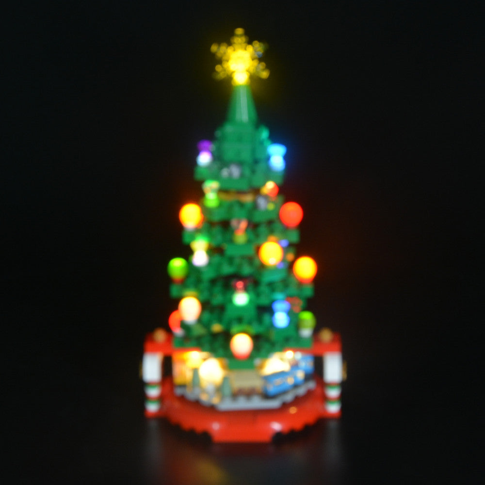 Light Kit for LEGO® Christmas Tree 40338 - soft-focus view of the illuminated tree