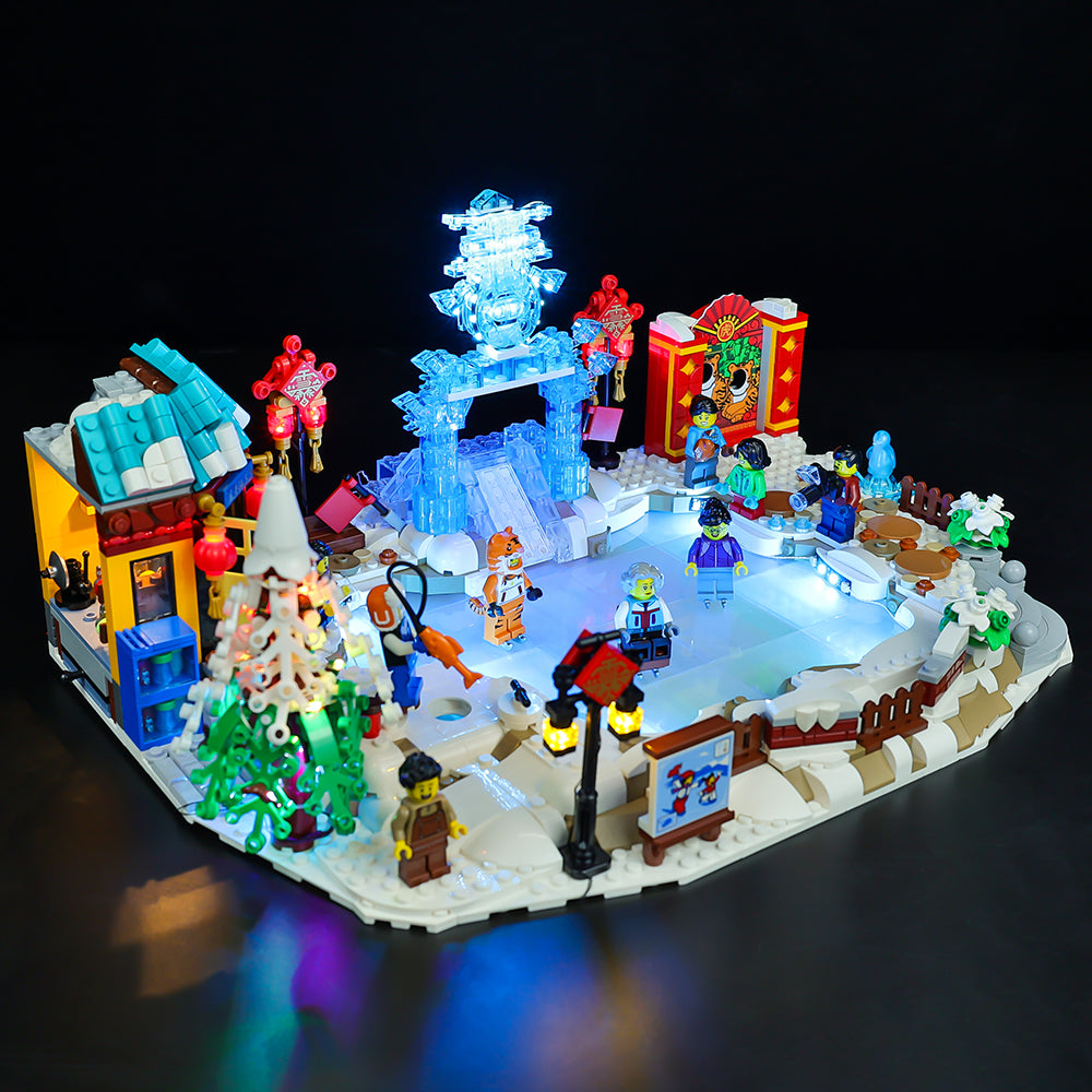 LEGO® Lunar New Year Ice Festival 80109, around the ice with Game of Bricks lights