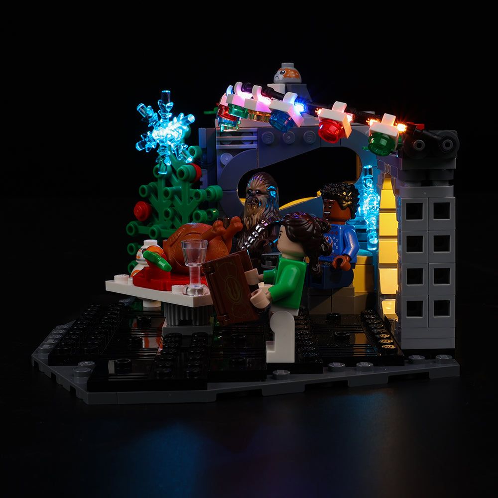 Light Kit for LEGO® Millennium Falcon Holiday Diorama 40658 - side view with illuminated figures