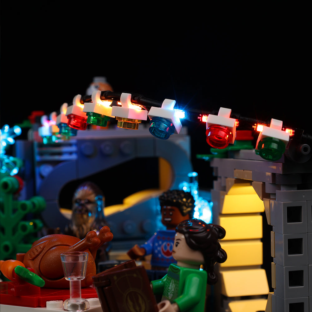 Light Kit for LEGO® Millennium Falcon Holiday Diorama 40658 - roof garland lights detail