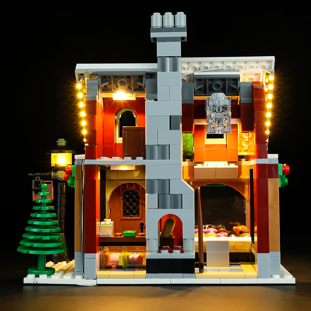 Light Kit for LEGO® Winter Village Bakery 10216 - rear view of the bakery interior