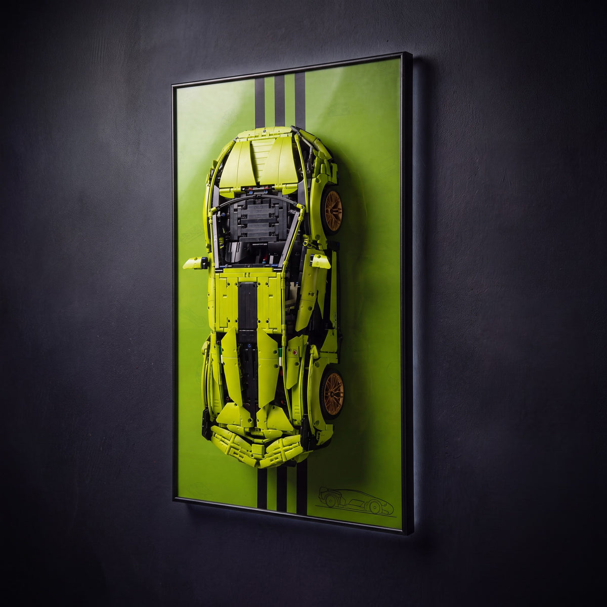 Display wall-mount for LEGO Technic Lamborghini Sian 42115 - side angle