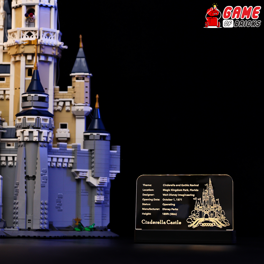 LED Nameplate for LEGO The Disney Castle 71040