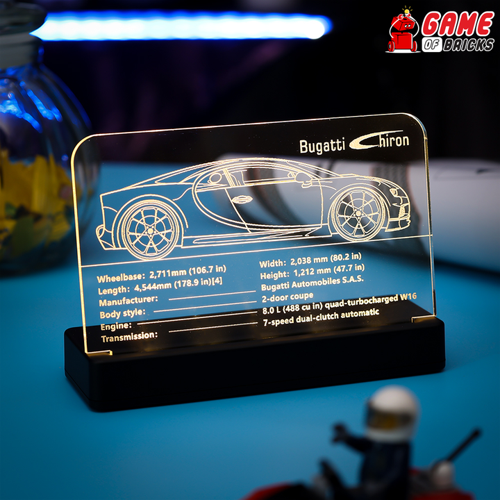 LED Nameplate for LEGO Bugatti Chiron 42083