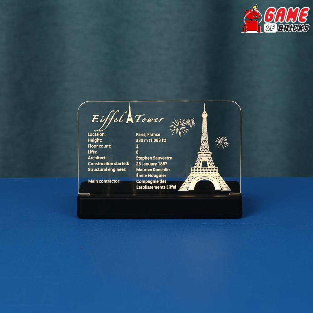 LED Nameplate for LEGO Eiffel Tower 10307