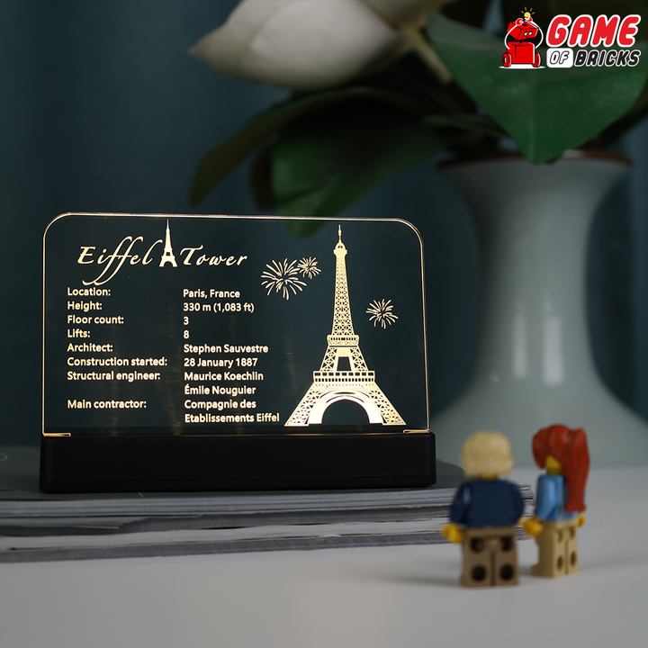 LED Nameplate for LEGO Eiffel Tower 10307