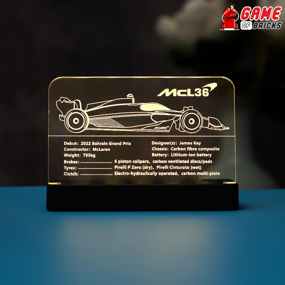 LED Nameplate for LEGO McLaren Formula 1 Race Car 42141