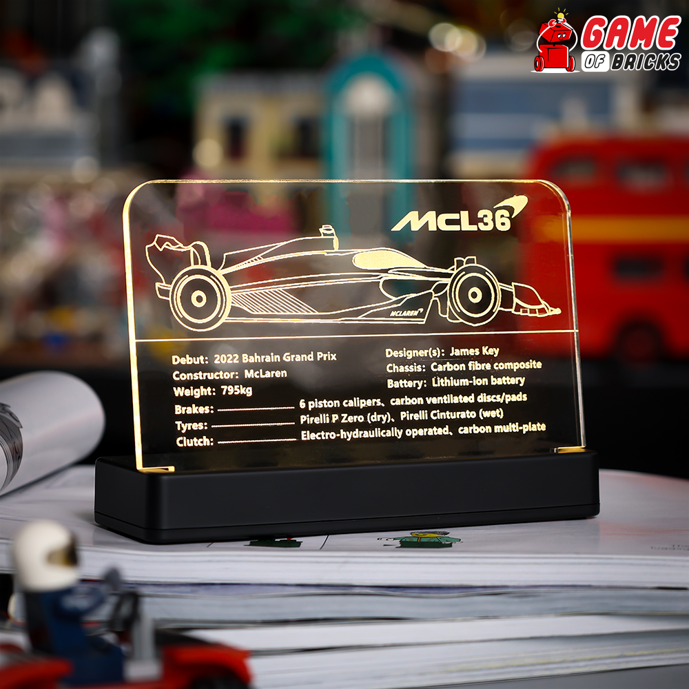 LED Nameplate for LEGO McLaren Formula 1 Race Car 42141