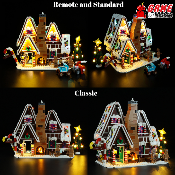 Gingerbread House LEGO lights standard vs classic version