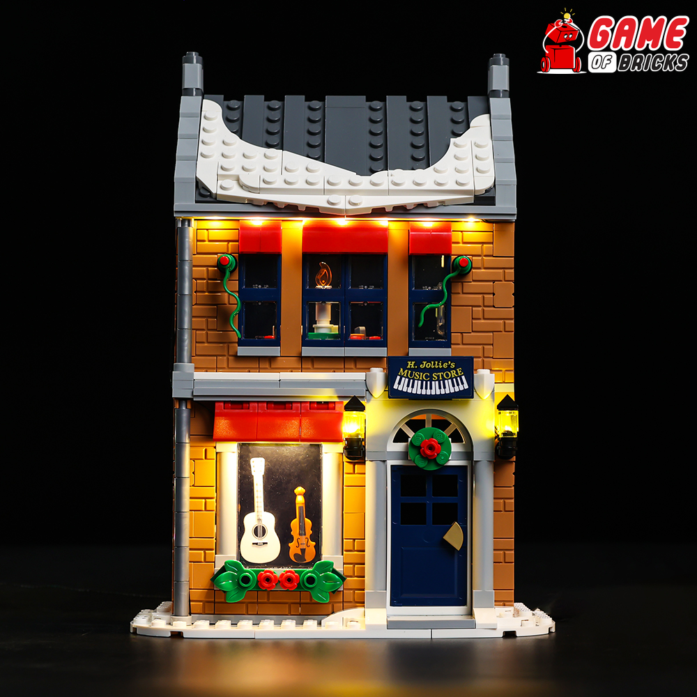 winter village LEGO set with lights