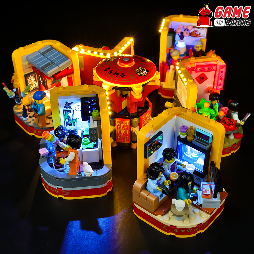 LEGO Lunar New Year Traditions 80108 - Kit de construcción para niños de 8  años en adelante; juego de construcción con 6 escenas festivas y 12